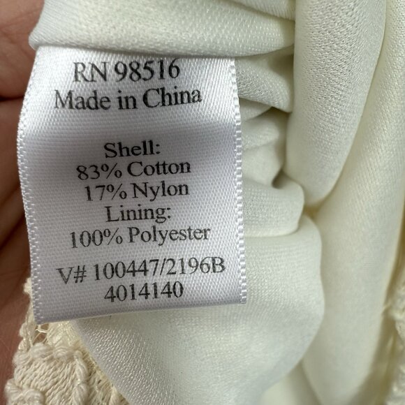 Coldwater Creek Women Lace Top Short Sleeve Scoop Neck Lined Size M Cream NWT - Picture 7 of 8